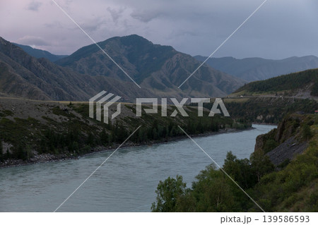 Scenic view of Chuysky Trakt highway and Katun River valley in Altai Scenic view of Chuysky Trakt highway and Katun River valley in Altai 139586593