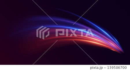 Dynamic glowing light streaks creating concept of speed, data, and modern technology 139586700
