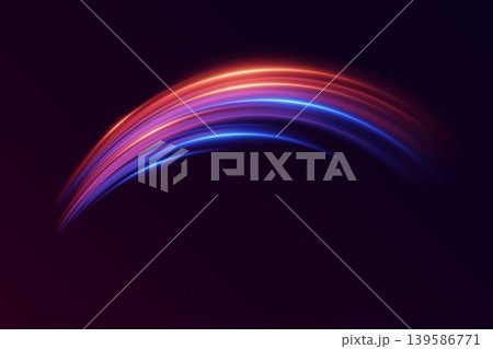 Abstract glowing light lines creating dynamic energy flow on dark background 139586771