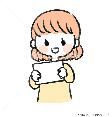 笑顔で白紙のパネルを持つ女性 139586803