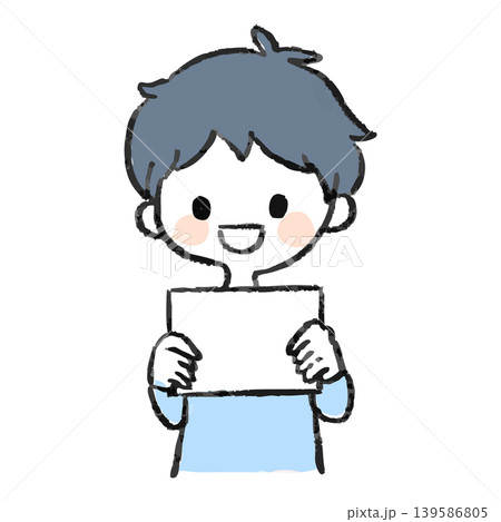 笑顔で白紙のパネルを持つ男性 139586805