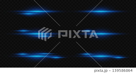 Blue speed lines effect illuminating across dark transparent background 139586864