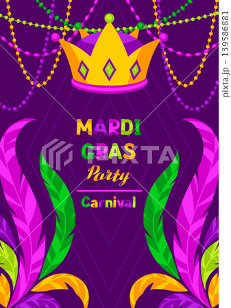 Mardi Gras party background. Carnival illustration for traditional holiday or festival. 139586881