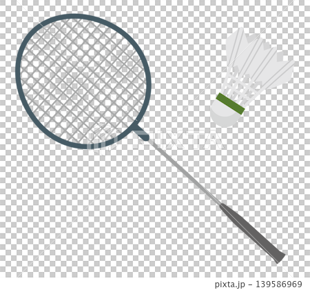 Image illustration of a badminton racket and shuttlecock. Image illustration of a badminton racket and shuttlecock. 139586969
