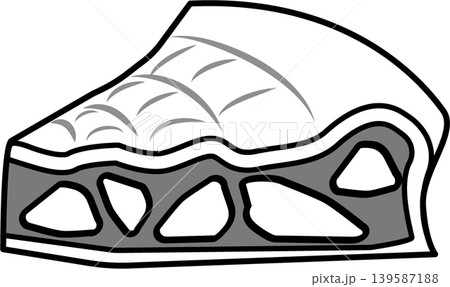 カットされたシンプルでかわいいパイの線画イラスト 139587188
