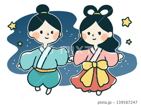 七夕の織姫と彦星のイラスト 七夕の織姫と彦星のイラスト 139587247
