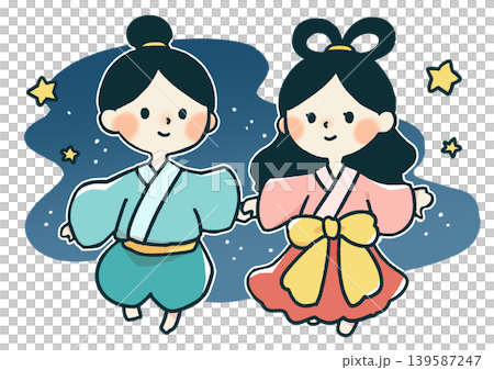 七夕の織姫と彦星のイラスト 七夕の織姫と彦星のイラスト 139587247