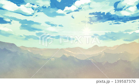 山並みに差し込む太陽の光 山並みに差し込む太陽の光 139587370
