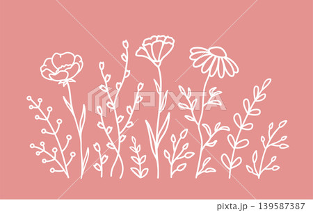 Botanical floral pattern, wildflowers summer bundle 139587387