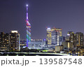 美しい福岡の夜景　虹色に輝く福岡タワー 139587548