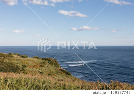 Coastal cliffs and Pacific Ocean seascape at Cape Mayachny, Kamchatka Peninsula Coastal cliffs and Pacific Ocean seascape at Cape Mayachny, Kamchatka Peninsula 139587743
