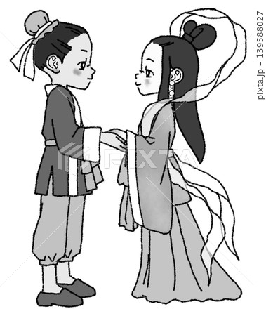 1年ぶりに再会出来た、美しい織姫と彦星。モノクロ 1年ぶりに再会出来た、美しい織姫と彦星。モノクロ 139588027