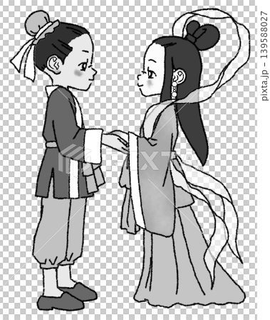 1年ぶりに再会出来た、美しい織姫と彦星。モノクロ 1年ぶりに再会出来た、美しい織姫と彦星。モノクロ 139588027