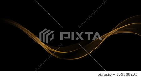 Vector Abstract Shiny Glowing Gold Color Wave. Transparent Golden Wavy Lines. Elegant Luxury background. Black BG Vector Abstract Shiny Glowing Gold Color Wave. Transparent Golden Wavy Lines. Elegant Luxury background. Black BG 139588233