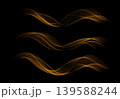 Vector Abstract Shiny Glowing Gold Color Wave. Transparent Golden Wavy Lines. Elegant Luxury background. Black BG 139588244