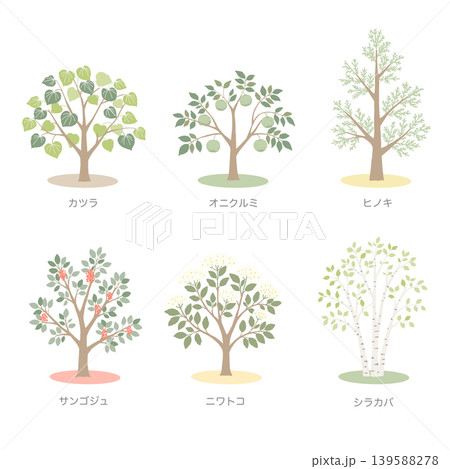 日本の樹木イラストセット 日本の樹木イラストセット 139588278