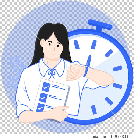 Businesswoman checking time and checklist for deadline management and fast productivity concept illustration Businesswoman checking time and checklist for deadline management and fast productivity concept illustration 139588339
