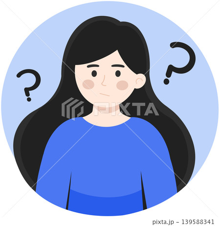 onfused woman with question marks illustration for problem solving and FAQ concept onfused woman with question marks illustration for problem solving and FAQ concept 139588341