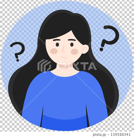onfused woman with question marks illustration for problem solving and FAQ concept onfused woman with question marks illustration for problem solving and FAQ concept 139588341
