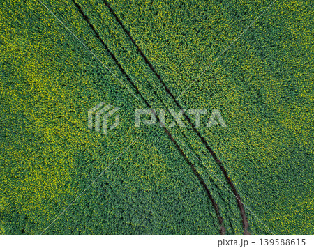 Aerial view of agricultural fields showcasing a patchwork of brown and green textures. The vibrant contrast and patterns highlight crop diversity and farming practices. Aerial view of agricultural fields showcasing a patchwork of brown and green textures. The vibrant contrast and patterns highlight crop diversity and farming practices. 139588615