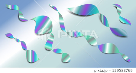 Holographic iridescent liquid ribbons and abstract floating shapes. Vector illustration Holographic iridescent liquid ribbons and abstract floating shapes. Vector illustration 139588769