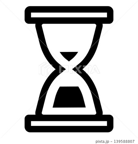 Black outline icon of an hourglass, a time measuring instrument. Black outline icon of an hourglass, a time measuring instrument. 139588807