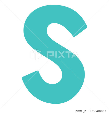 The English letter S, turquoise, a simple, colorful children's alphabet. The English letter S, turquoise, a simple, colorful children's alphabet. 139588833