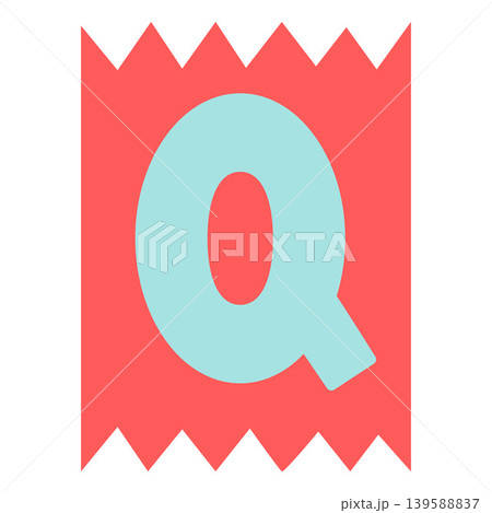 A colorful letter Q with a zigzag red frame, a children's alphabet. 139588837