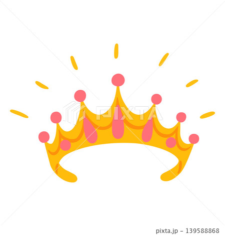 Golden crown with gemstones vector doodle, medieval luxury and royal majesty queen symbol, fashion girly accessory Golden crown with gemstones vector doodle, medieval luxury and royal majesty queen symbol, fashion girly accessory 139588868