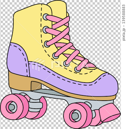 Cute Pastel Roller Skate Illustration, Retro 90s Quad Skate Cartoon Design, Colorful Nostalgic Lifestyle Icon 139588883