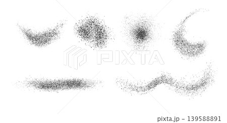 Black paint spray, dust powder or particles scattered, realistic dusty overlay texture, charcoal sand splash vector set Black paint spray, dust powder or particles scattered, realistic dusty overlay texture, charcoal sand splash vector set 139588891