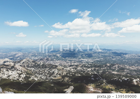 Panoramic mountain landscape in Lovcen National Park under blue sky, Montenegro 139589000
