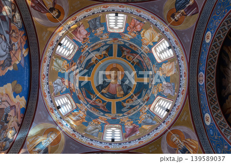 Interior dome frescoes in Bar at Church of St. Jovan Vladimir, Montenegro Interior dome frescoes in Bar at Church of St. Jovan Vladimir, Montenegro 139589037