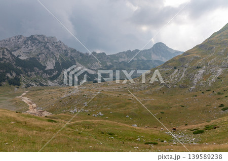 Mountain valley landscape with dramatic clouds in Zabljak, Durmitor National Park Mountain valley landscape with dramatic clouds in Zabljak, Durmitor National Park 139589238