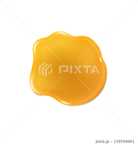 Honey drop 3D realistic vector illustration, yellow melt honey syrup, natural nectar, glossy golden sweet splash, leak 139589661