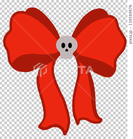 Red Halloween ribbon bow with cute skull decoration illustration on black background Red Halloween ribbon bow with cute skull decoration illustration on black background 139589976