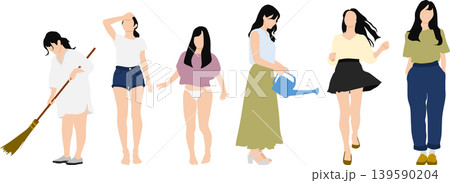 夏服を着た女性のイラスト 夏服を着た女性のイラスト 139590204