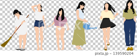 夏服を着た女性のイラスト 夏服を着た女性のイラスト 139590204