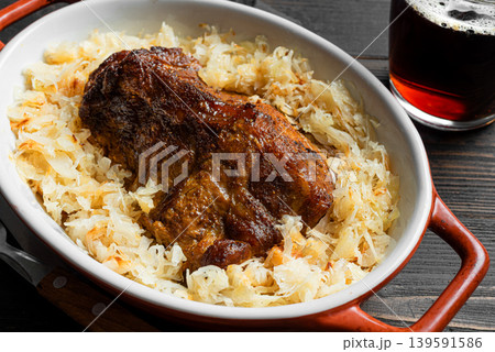 Slow Cooking German Pork and Sauerkraut 139591586