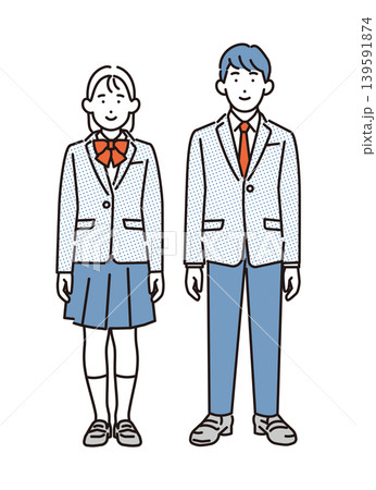 シンプル イラスト 制服を着た学生の全身イメージ ベクターイラスト シンプル イラスト 制服を着た学生の全身イメージ ベクターイラスト 139591874