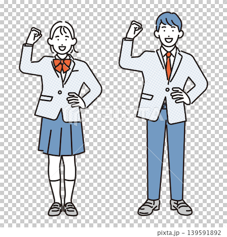 シンプル イラスト ガッツポーズをする学生の全身イメージ ベクターイラスト シンプル イラスト ガッツポーズをする学生の全身イメージ ベクターイラスト 139591892