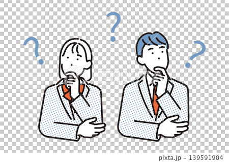 シンプル　イラスト　悩みながら考える学生のイメージ ベクターイラスト 139591904