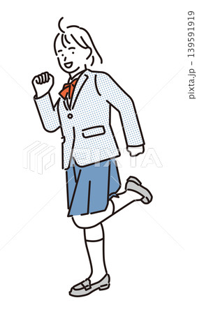 シンプル　イラスト　元気に走る女子学生の全身イメージ ベクターイラスト 139591919