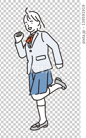 シンプル　イラスト　元気に走る女子学生の全身イメージ ベクターイラスト 139591919