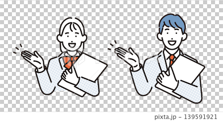 シンプル　イラスト　案内をする学生のイメージ ベクターイラスト 139591921