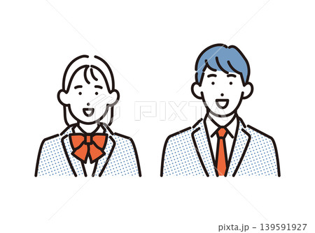 シンプル イラスト 制服を着た学生の上半身イメージ ベクターイラスト シンプル イラスト 制服を着た学生の上半身イメージ ベクターイラスト 139591927