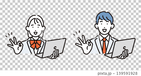 シンプル イラスト ノートパソコンを持つ学生のイメージ ベクターイラスト シンプル イラスト ノートパソコンを持つ学生のイメージ ベクターイラスト 139591928