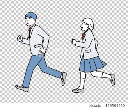 シンプル イラスト 走る学生の横向き全身イメージ ベクターイラスト シンプル イラスト 走る学生の横向き全身イメージ ベクターイラスト 139591960