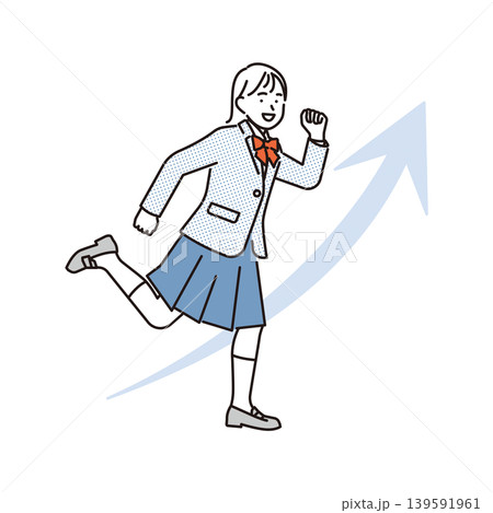 シンプル　イラスト　前向きに走る女子学生のイメージ ベクターイラスト 139591961