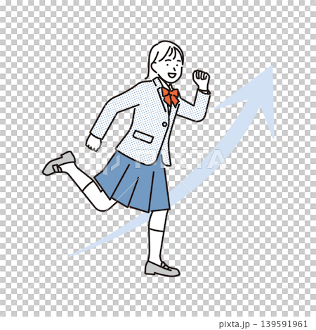 シンプル　イラスト　前向きに走る女子学生のイメージ ベクターイラスト 139591961